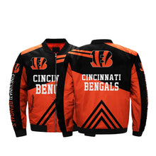 Load image into Gallery viewer, Cincinnati Bengals NFL Apparel Men Zipper Bomber Jackets Coats Black/Orange Full Plus Size Best Gift Printed Logo Team