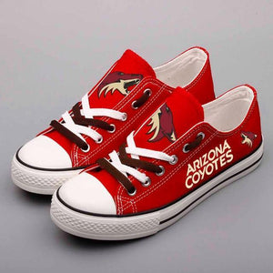 Arizona Coyotes NHL Apparel Unisex Breathable Canvas Shoes Black/Red Full Plus Size Best Gift Printed Logo Team