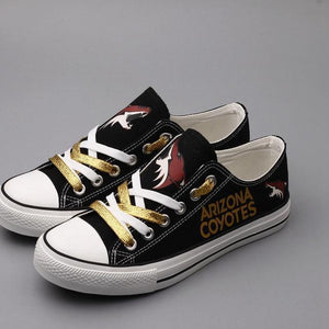 Arizona Coyotes NHL Apparel Unisex Breathable Canvas Shoes Black/Red Full Plus Size Best Gift Printed Logo Team