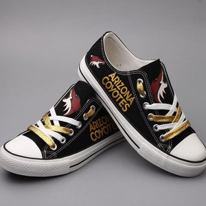 Arizona Coyotes NHL Apparel Unisex Breathable Canvas Shoes Black/Red Full Plus Size Best Gift Printed Logo Team