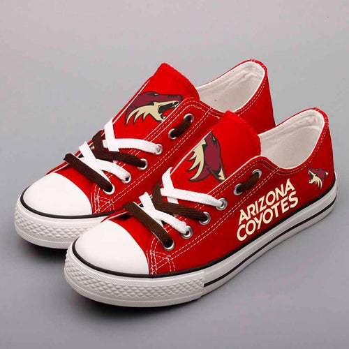 Arizona Coyotes NHL Apparel Unisex Breathable Canvas Shoes Black/Red Full Plus Size Best Gift Printed Logo Team