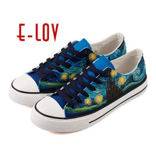 Load image into Gallery viewer, Vincent Van Gogh Famous Paintings Shoes Apparel Unisex Breathable Women Canvas Shoes Black Full Plus Size Best Gift Printed Logo Team