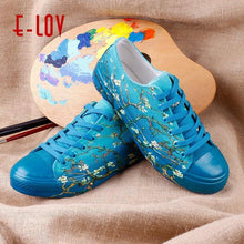 Load image into Gallery viewer, Vincent Van Gogh Famous Paintings Shoes Apparel Unisex Breathable Women Canvas Shoes Black Full Plus Size Best Gift Printed Logo Team