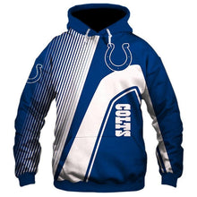 Load image into Gallery viewer, Indianapolis Colts NFL Unisex Polyester Zipper/Pullover 3D Hoodies Long Sleeve Personalized Full Color Full Plus Size Best Gift Printed Logo Team