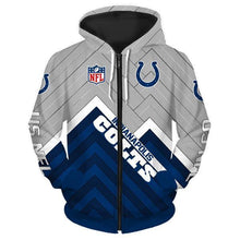 Load image into Gallery viewer, Indianapolis Colts NFL Unisex Polyester Blend Pullover/Zipper 3D Hoodies Personalized Full Color Full Plus Size Best Gift Printed Logo Team