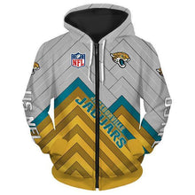 Load image into Gallery viewer, Jacksonville Jaguars NFL Unisex Polyester Zipper 3D Hoodies Long Sleeve Personalized Full Color Full Plus Size Best Gift Printed Logo Team