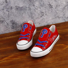 Load image into Gallery viewer, Philadelphia Phillies MLB Apparel Unisex Breathable Canvas Shoes Black/Red Full Plus Size Best Gift Printed Logo Team