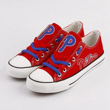 Load image into Gallery viewer, Philadelphia Phillies MLB Apparel Unisex Breathable Canvas Shoes Black/Red Full Plus Size Best Gift Printed Logo Team