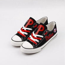 Load image into Gallery viewer, Philadelphia Phillies MLB Apparel Unisex Breathable Canvas Shoes Black/Red Full Plus Size Best Gift Printed Logo Team