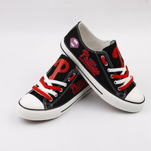 Load image into Gallery viewer, Philadelphia Phillies MLB Apparel Unisex Breathable Canvas Shoes Black/Red Full Plus Size Best Gift Printed Logo Team