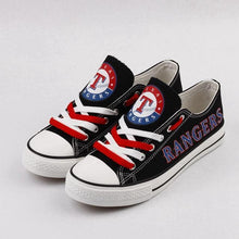 Load image into Gallery viewer, Texas Rangers MLB Apparel Unisex Breathable Canvas Shoes Black/Red/Blue Full Plus Size Best Gift Printed Logo Team