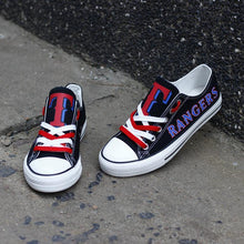 Load image into Gallery viewer, Texas Rangers MLB Apparel Unisex Breathable Canvas Shoes Black/Red/Blue Full Plus Size Best Gift Printed Logo Team