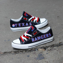 Load image into Gallery viewer, Texas Rangers MLB Apparel Unisex Breathable Canvas Shoes Black/Red/Blue Full Plus Size Best Gift Printed Logo Team
