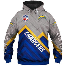 Load image into Gallery viewer, Los Angeles Chargers NFL Unisex Polyester Blend Pullover/Zipper 3D Hoodies Personalized Full Color Full Plus Size Best Gift Printed Logo Team