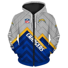 Load image into Gallery viewer, Los Angeles Chargers NFL Unisex Polyester Blend Pullover/Zipper 3D Hoodies Personalized Full Color Full Plus Size Best Gift Printed Logo Team
