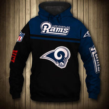 Load image into Gallery viewer, Los Angeles Rams NFL Unisex Polyester Blend Skull 3D Hoodies Long Sleeve Personalized Full Color Full Plus Size Best Gift Printed Logo Team