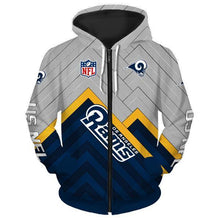 Load image into Gallery viewer, Los Angeles Rams NFL Unisex Polyester Blend 3D Sweatshirt Long Sleeve Personalized Full Color Full Plus Size Best Gift Printed Logo Team