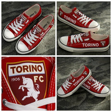Load image into Gallery viewer, Torino F.C Apparel Unisex Breathable Canvas Shoes Black/Red Full Plus Size Best Gift Printed Logo Team