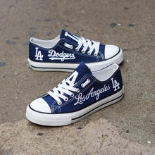 Load image into Gallery viewer, Los Angeles Dodgers MLB Apparel Unisex Breathable Canvas Shoes Black/Blue Full Plus Size Best Gift Printed Logo Team