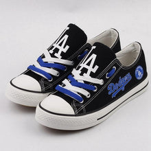 Load image into Gallery viewer, Los Angeles Dodgers MLB Apparel Unisex Breathable Canvas Shoes Black/Blue Full Plus Size Best Gift Printed Logo Team