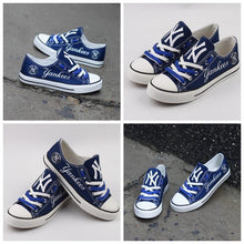 Load image into Gallery viewer, New York Yankees MLB Apparel Unisex Breathable Canvas Shoes Black/White/Blue Full Plus Size Best Gift Printed Logo Team