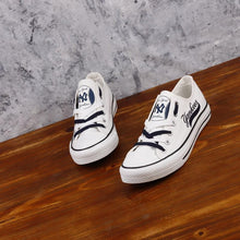 Load image into Gallery viewer, New York Yankees MLB Apparel Unisex Breathable Canvas Shoes Black/White/Blue Full Plus Size Best Gift Printed Logo Team