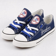 Load image into Gallery viewer, New York Yankees MLB Apparel Unisex Breathable Canvas Shoes Black/White/Blue Full Plus Size Best Gift Printed Logo Team