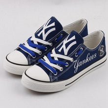 Load image into Gallery viewer, New York Yankees MLB Apparel Unisex Breathable Canvas Shoes Black/White/Blue Full Plus Size Best Gift Printed Logo Team