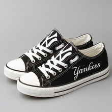 Load image into Gallery viewer, New York Yankees MLB Apparel Unisex Breathable Canvas Shoes Black/White/Blue Full Plus Size Best Gift Printed Logo Team
