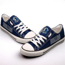 Load image into Gallery viewer, Dallas Mavericks NBA Apparel Unisex Breathable Canvas Shoes Black/White/Blue Full Plus Size Best Gift Printed Logo Team