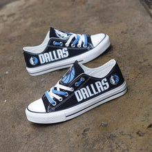 Load image into Gallery viewer, Dallas Mavericks NBA Apparel Unisex Breathable Canvas Shoes Black/White/Blue Full Plus Size Best Gift Printed Logo Team