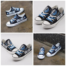Load image into Gallery viewer, Dallas Mavericks NBA Apparel Unisex Breathable Canvas Shoes Black/White/Blue Full Plus Size Best Gift Printed Logo Team