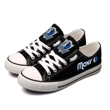 Load image into Gallery viewer, Dallas Mavericks NBA Apparel Unisex Breathable Canvas Shoes Black/White/Blue Full Plus Size Best Gift Printed Logo Team