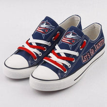 Load image into Gallery viewer, Columbus Blue Jackets NHL Apparel Unisex Breathable Shoes Custom Black/Blue Full Plus Size Best Gift Printed Logo Team
