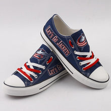 Load image into Gallery viewer, Columbus Blue Jackets NHL Apparel Unisex Breathable Shoes Custom Black/Blue Full Plus Size Best Gift Printed Logo Team