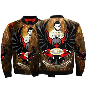 UFC MMA Apparel Men Khabib Nurmagomedov 3D Zipper Bomber Jacket Personalized Full Color Full Plus Size Best Gift Printed Logo Team