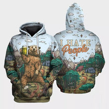 Load image into Gallery viewer, Bear Beer I Hate People Men 3D Polyester Zipper Hoodie Sweatshirt Personalized Full Color Full Plus Size Best Gift Printed Logo Team