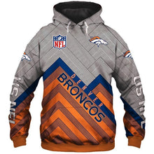 Load image into Gallery viewer, Denver Broncos NFL Apparel Men 3D Polyester Zipper Hoodie Sweatshirt Personalized Full Color Full Plus Size Best Gift Printed Logo Team