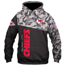 Load image into Gallery viewer, Kansas City Chiefs NFL Apparel Men 3D Polyester Military Hoodie Sweatshirt Personalized Full Color Full Plus Size Best Gift Printed Logo Team