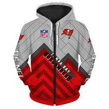 Load image into Gallery viewer, Tampa Bay Buccaneers NFL Apparel Men 3D Polyester Zipper Hoodie Sweatshirt Personalized Full Color Full Plus Size Best Gift Printed Logo Team