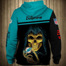 Load image into Gallery viewer, Miami Dolphins NFL Apparel Men 3D Skull Polyester Hoodie Sweatshirt Personalized Full Color Full Plus Size Best Gift Printed Logo Team