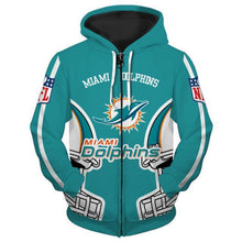 Load image into Gallery viewer, Miami Dolphins NFL Apparel Men 3D Polyester Zipper Hoodie Sweatshirt Personalized Full Color Full Plus Size Best Gift Printed Logo Team