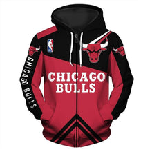 Load image into Gallery viewer, Chicago Bulls NBA Apparel Men 3D Polyester Zipper Hoodie Sweatshirt Personalized Full Color Full Plus Size Best Gift Printed Logo Team