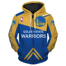 Load image into Gallery viewer, Golden State Warriors NBA Apparel Men 3D Polyester Zipper Hoodie Sweatshirt Personalized Full Color Full Plus Size Best Gift Printed Logo Team