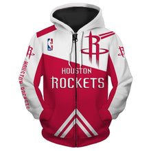 Load image into Gallery viewer, Houston Rockets NBA Apparel Men 3D Polyester Zipper Hoodie Sweatshirt Personalized Full Color Full Plus Size Best Gift Printed Logo Team
