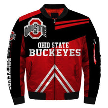 Load image into Gallery viewer, Ohio State Buckeyes NCAA Apparel Men Zipper Bomber Jacket Personalized Full Color Full Plus Size Best Gift Printed Logo Team