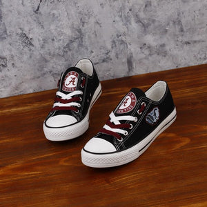 Alabama Crimson Tide NCAA Unisex Breathable Novelty Design Canvas Shoes Black Full Plus Size Best Gift Printed Logo Team