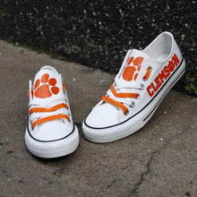 Load image into Gallery viewer, Clemson Tigers NCAA Unisex Breathable Novelty Design Canvas Shoes Black/White Full Plus Size Best Gift Printed Logo Team