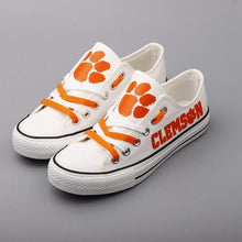 Load image into Gallery viewer, Clemson Tigers NCAA Unisex Breathable Novelty Design Canvas Shoes Black/White Full Plus Size Best Gift Printed Logo Team