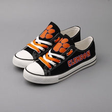 Load image into Gallery viewer, Clemson Tigers NCAA Unisex Breathable Novelty Design Canvas Shoes Black/White Full Plus Size Best Gift Printed Logo Team